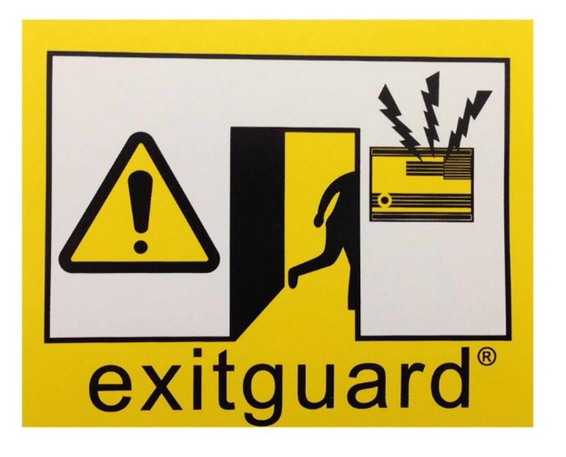 Hoyles Exitguard Door Warning Self Adhesive Label 100x80mm