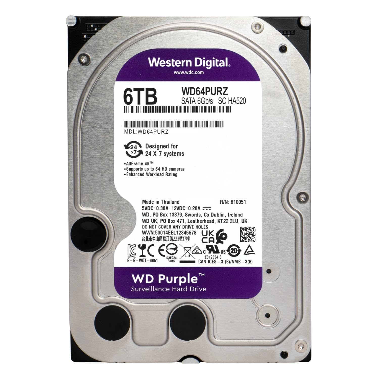 TruVision WD-PURPLE-6TB Western Digital Purple HDD 6TB - JEM Systems UK