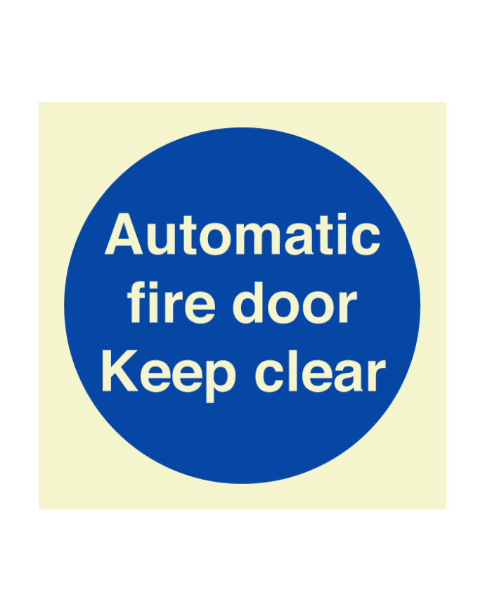 CheckFire 901P 100 x 100mm Auto Fire Door Keep Clear - photoluminescent