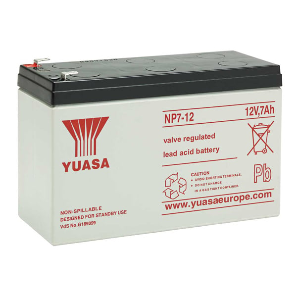 Yuasa NP 12v 7Ah Sealed Lead Acid Battery (NP7-12) - JEM Systems UK