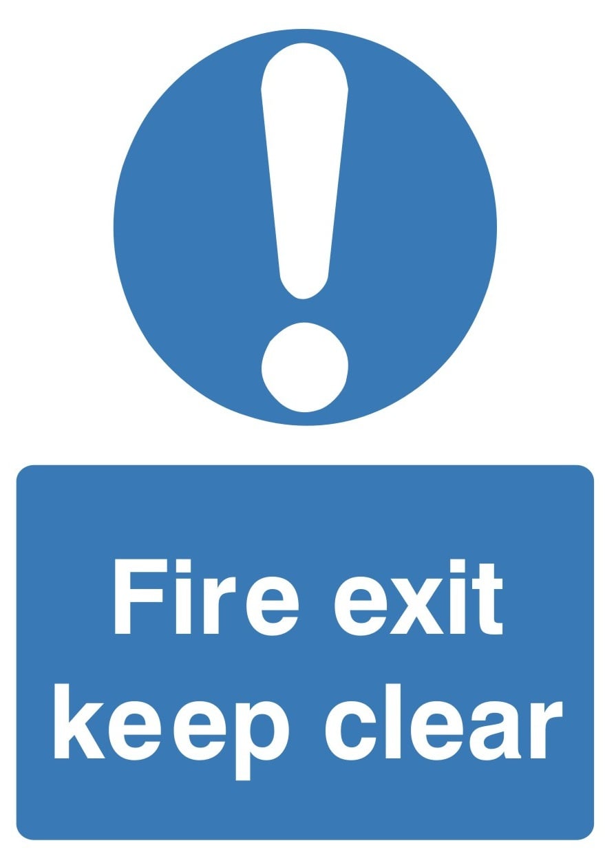 Fire Exit Keep Clear C/W Self Adhesive 150mm x 200mm - JEM Systems UK