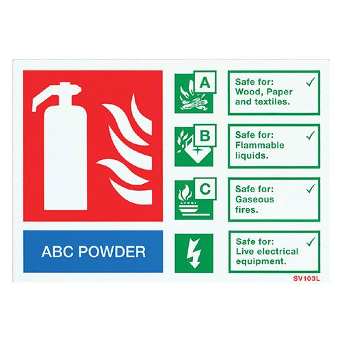 Firechief Sign ABC Powder, White Self-Adhesive - Pack of 10 (SV103L)