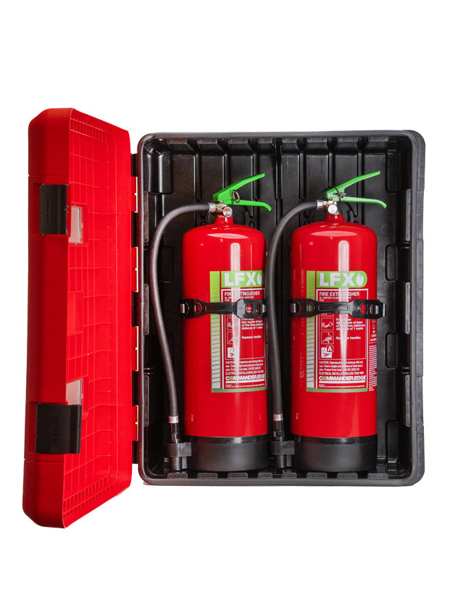 CheckFire BN-SD-008-LFX LFX 2 x 9ltr Fire Extinguisher & Commander Double Cabinet Bundle