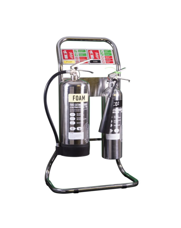 CheckFire BUNSS07 Stainless Steel Fluorine Free Foam, CO2, Double Tubular stand & Signs Bundle