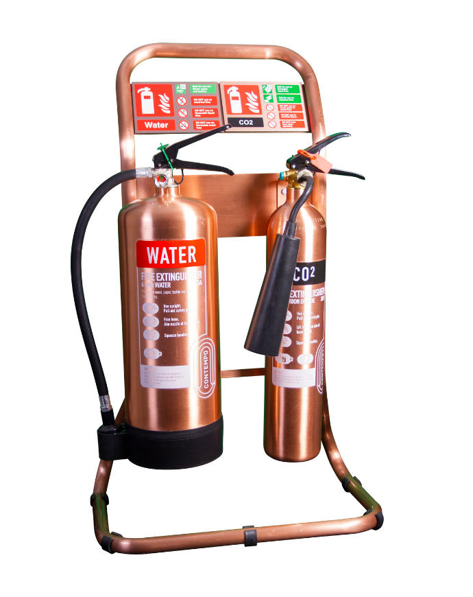 CheckFire CS33-AC Double Tubular Extinguisher Stand - Antique Copper - JEM Systems UK