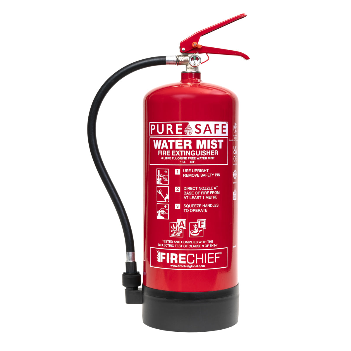 Firechief 6ltr PureSafe Watermist Extinguisher (FFWM6) - JEM Systems UK