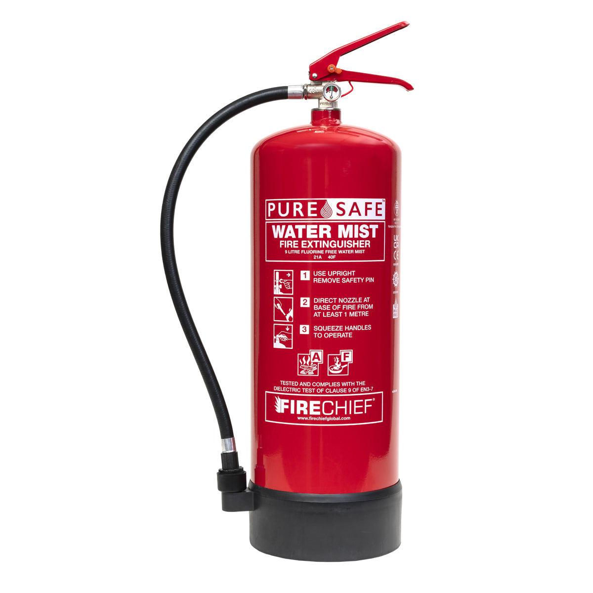 Firechief 9ltr PureSafe Watermist Extinguisher (FFWM9) - JEM Systems UK