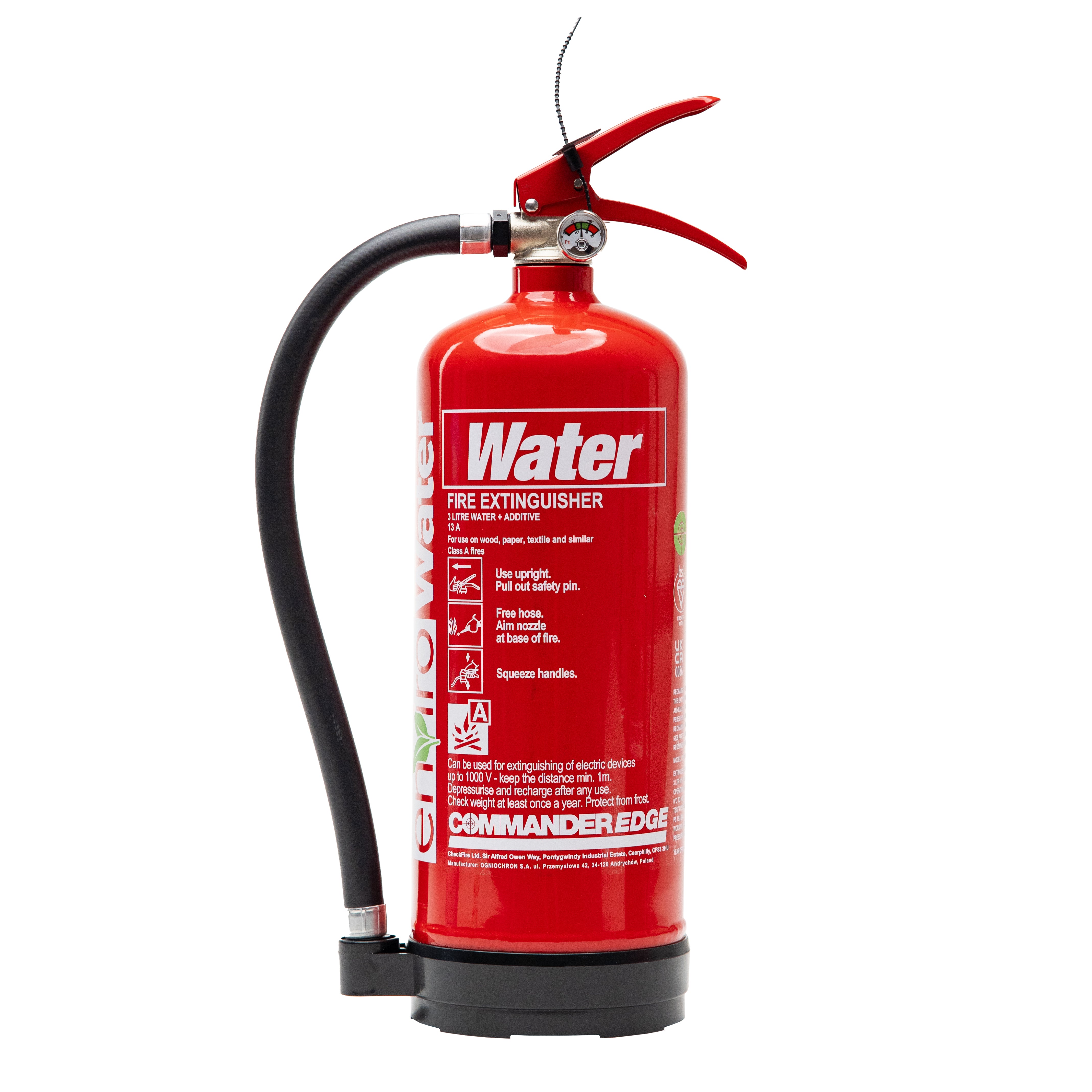 CheckFire FX-FFW-003-CCF 3ltr PFAS-Free Water Fire Extinguisher CommanderEDGE - JEM Systems UK
