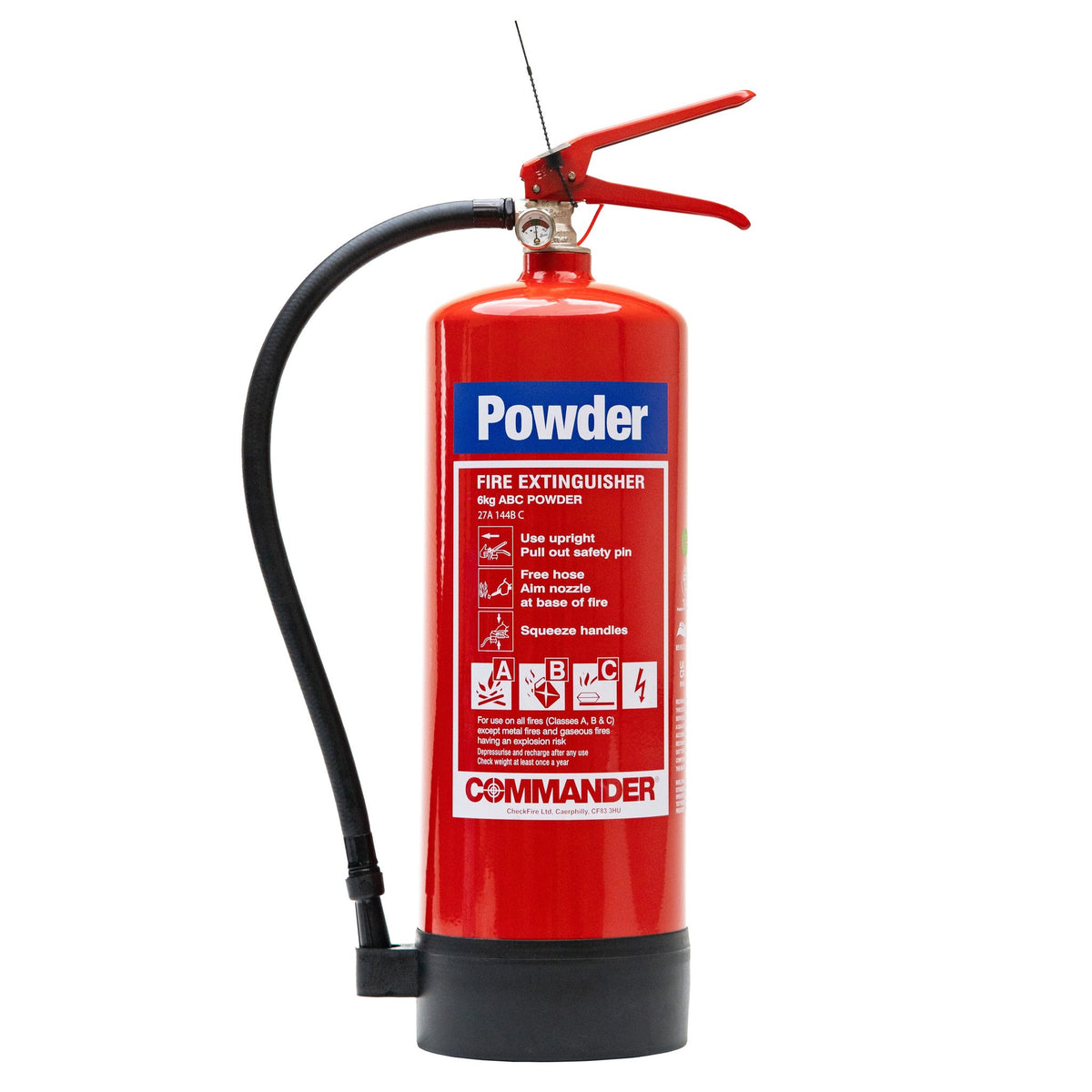 CheckFire FX-PWD-006-DCF 6kg ABC Powder Fire Extinguisher Commander - JEM Systems UK