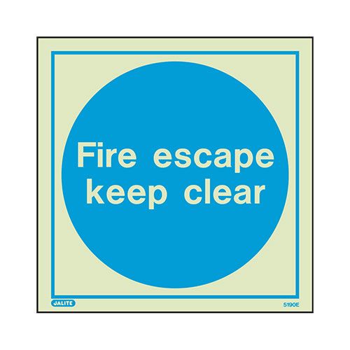 Firechief Sign FIRE ESCAPE KEEP CLEAR Photolum 200 x 200 (5190E/R)