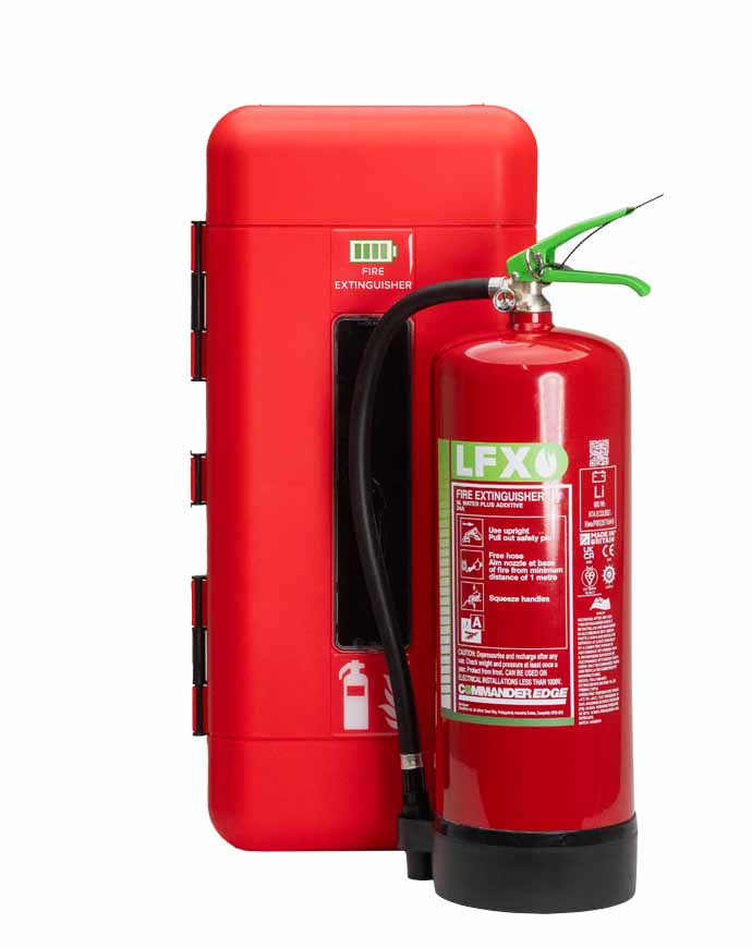 CheckFire BN-SD-010-LFX LFX 9ltr Fire Extinguisher & Commander Single Cabinet Bundle