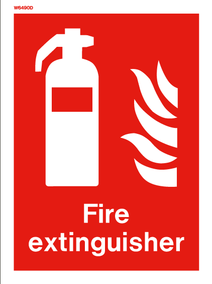 Firechief Sign FIRE EXTINGUISHER White (W6490D)