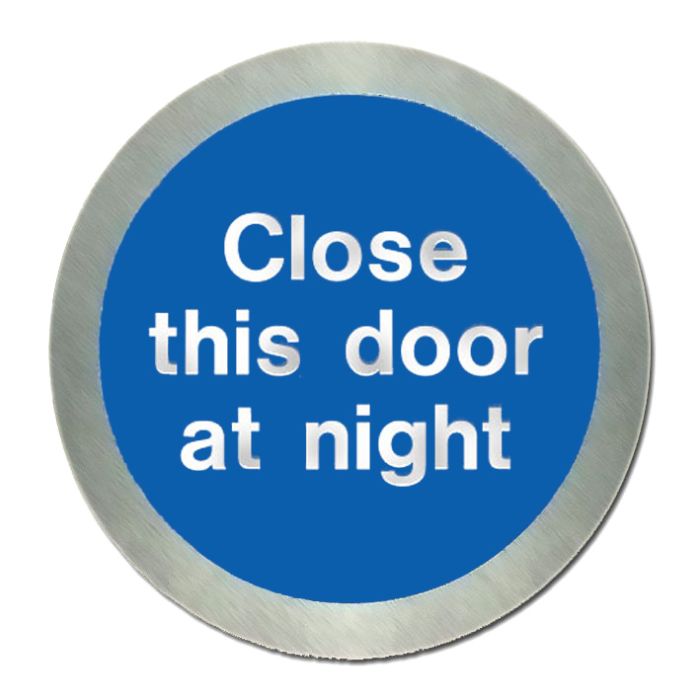 Firechief Stainless Steel Close This Door At Night Disc (SS5123O) - JEM Systems UK