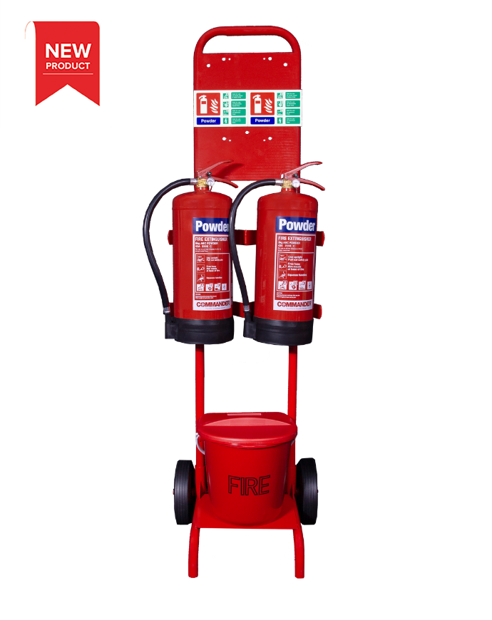 CheckFire ST-CS-002-005 Flat-pack Trolley, Site Alarm, 2 x 6kg Powder, Fire Bucket, & Signs