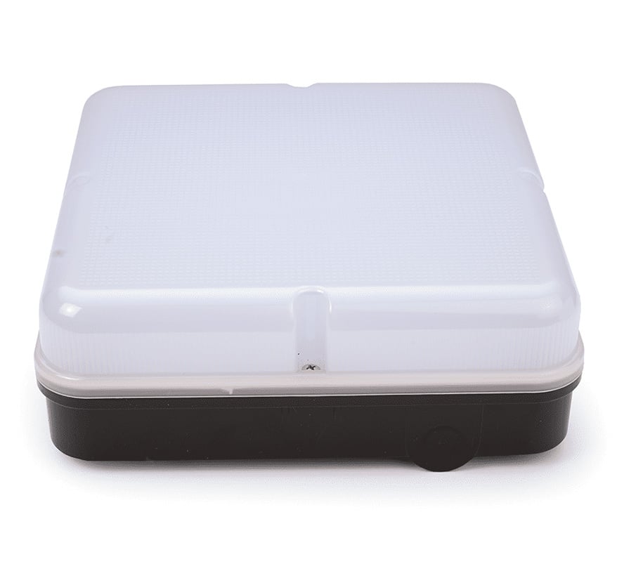Hispec Adriatic 15W LED Square Bulkhead with Emergency Pack (Black Base) (HSLED15SQ/BP/EP) - JEM Systems UK
