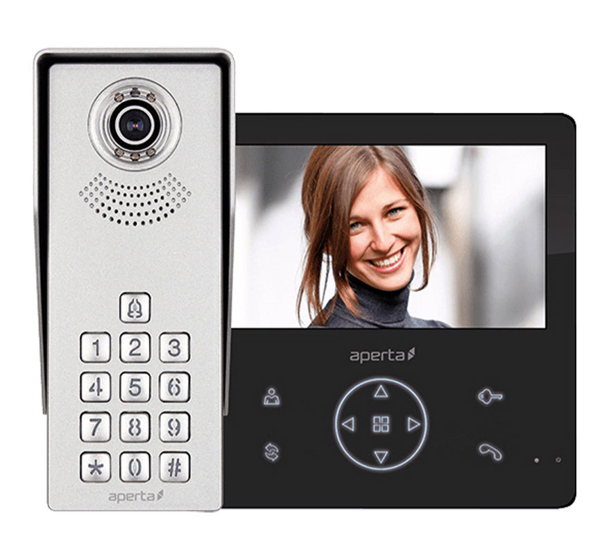 ESP Aperta Single Way Video Door Entry Kit with Keypad & Record Facility (Black Monitor) (APKITKPGBLK) - JEM Systems UK