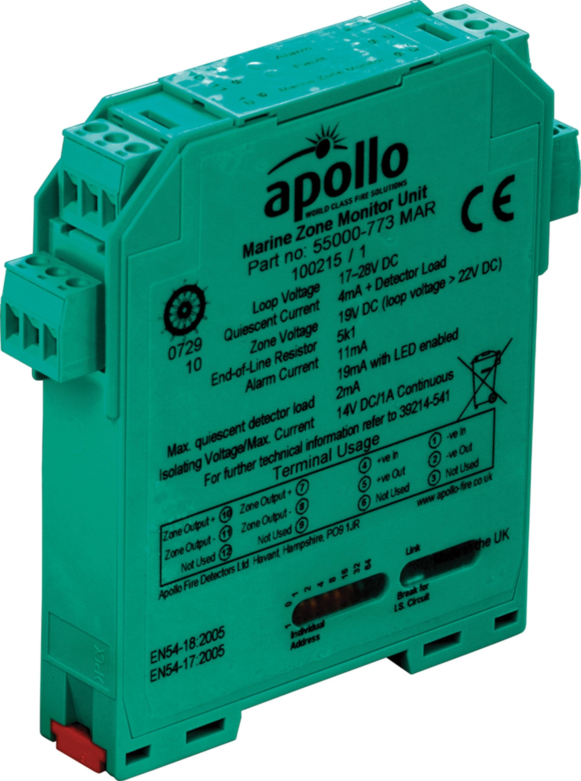 Apollo 55000-773MAR XP95 Marine DIN-Rail Zone Monitor Module - JEM Systems UK
