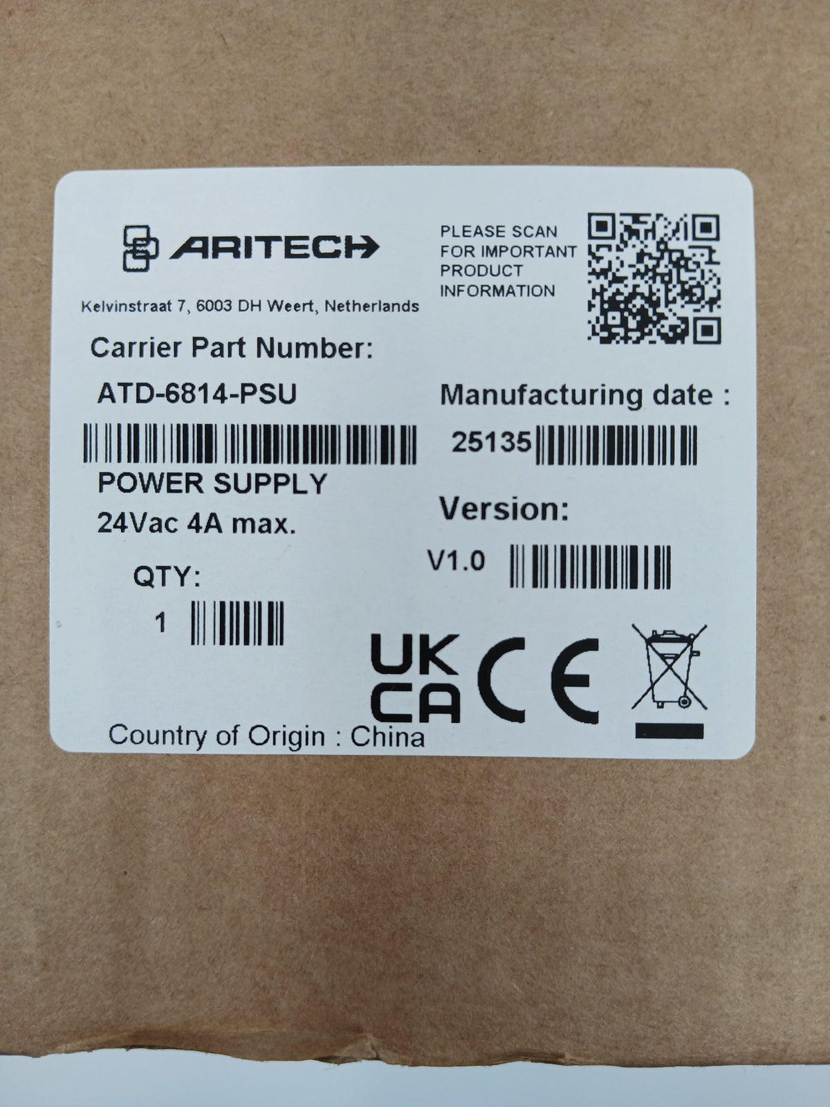 Aritech ATD-6814-PSU 24VAC 4A Power Supply Unit - JEM Systems UK