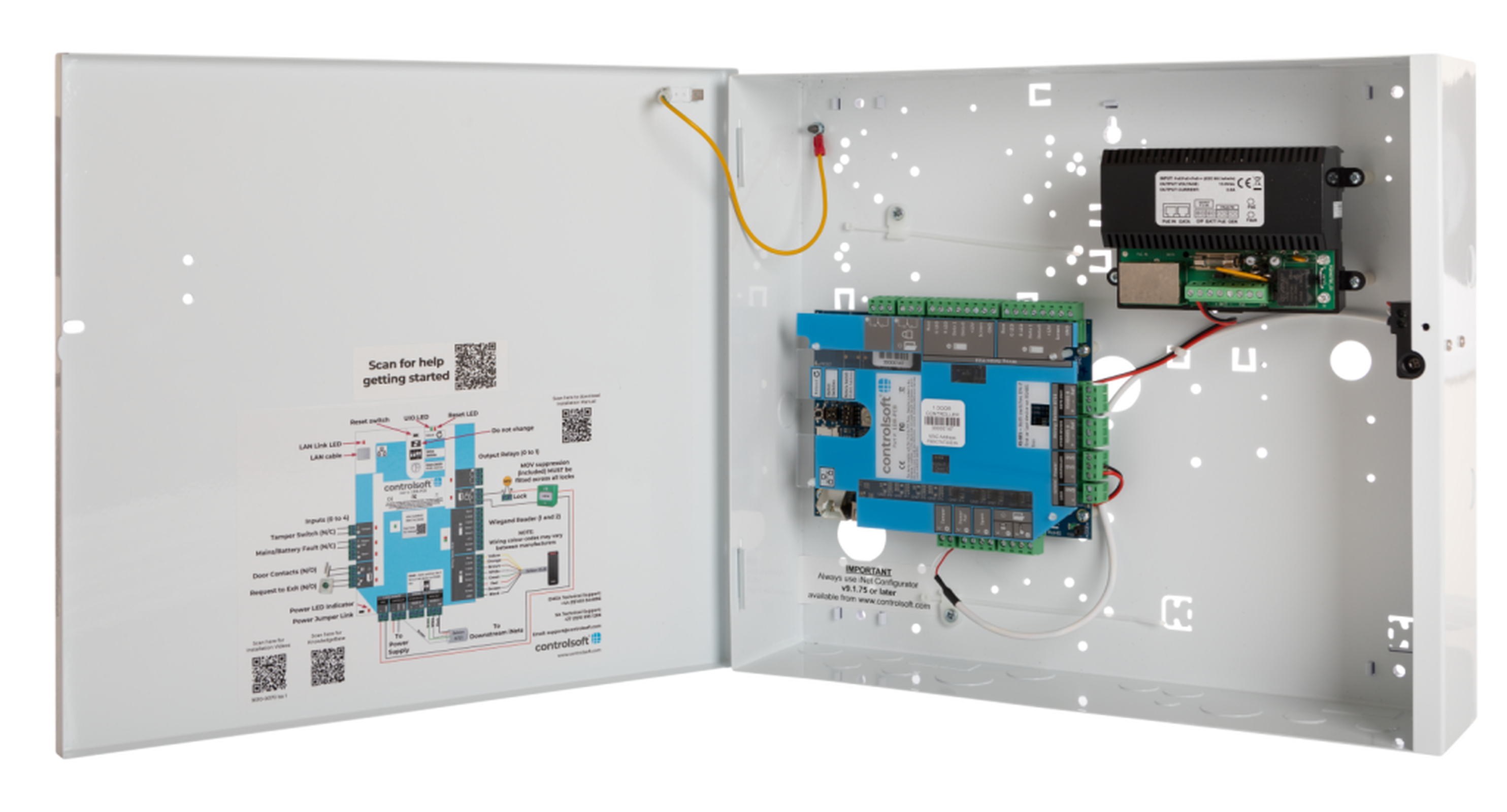 Controlsoft iNet 1 Door/2 Reader Boxed Control Unit with PoE PSU