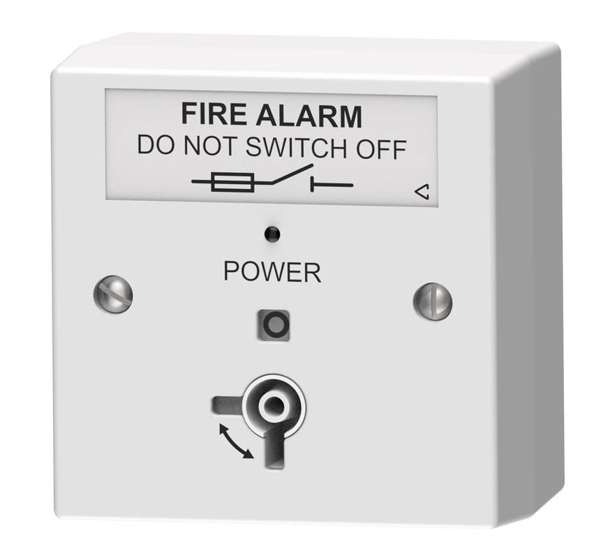 C-TEC Fire Alarm Mains Isolator Keyswitch with LED, White, Surface Mount (BF326/WSL) - JEM Systems UK