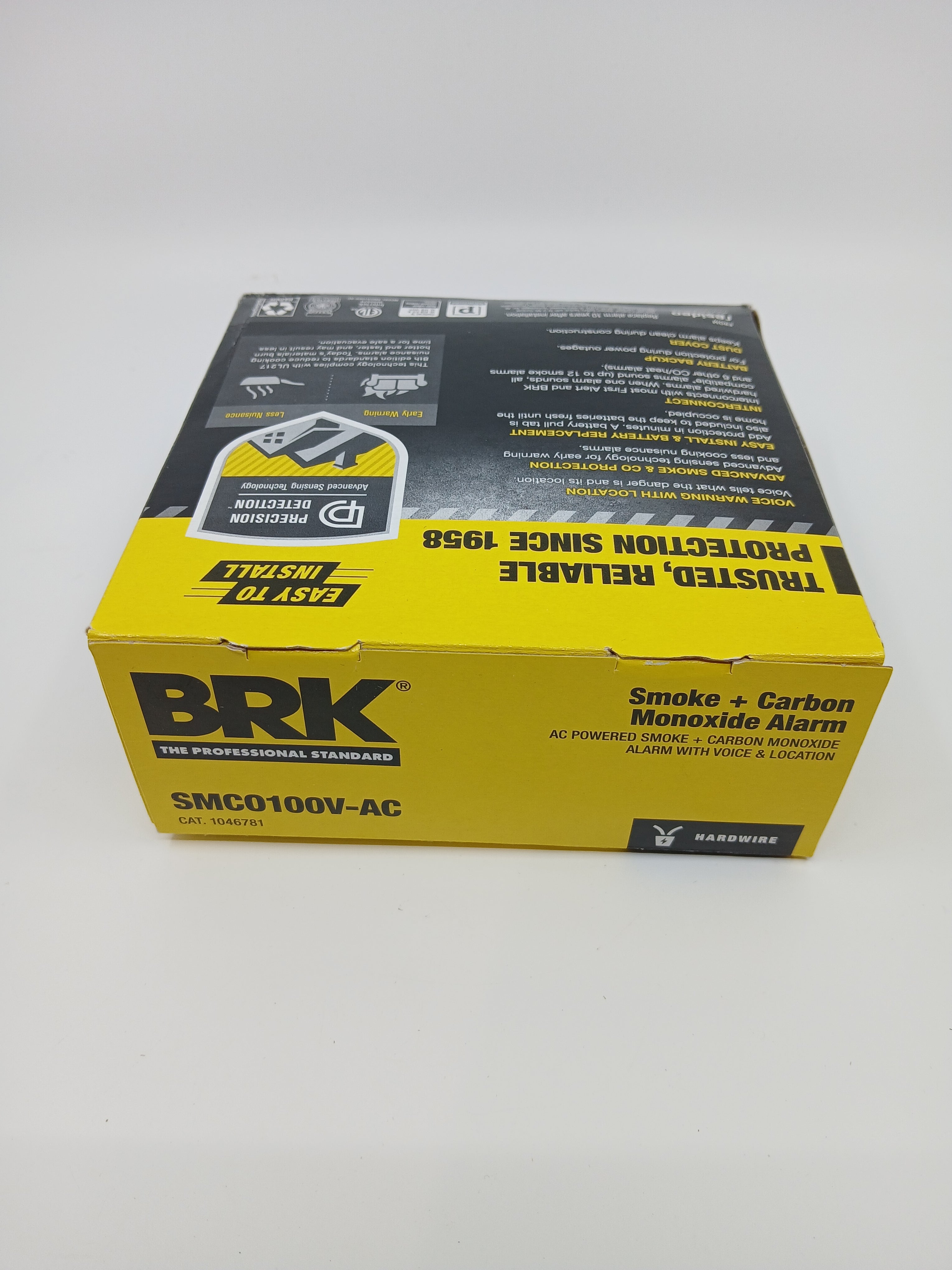 BRK SMCO100V-AC Hardwired Combo Smoke CO Alarm Replaceable Battery Voice Photoelectric CO Sensor