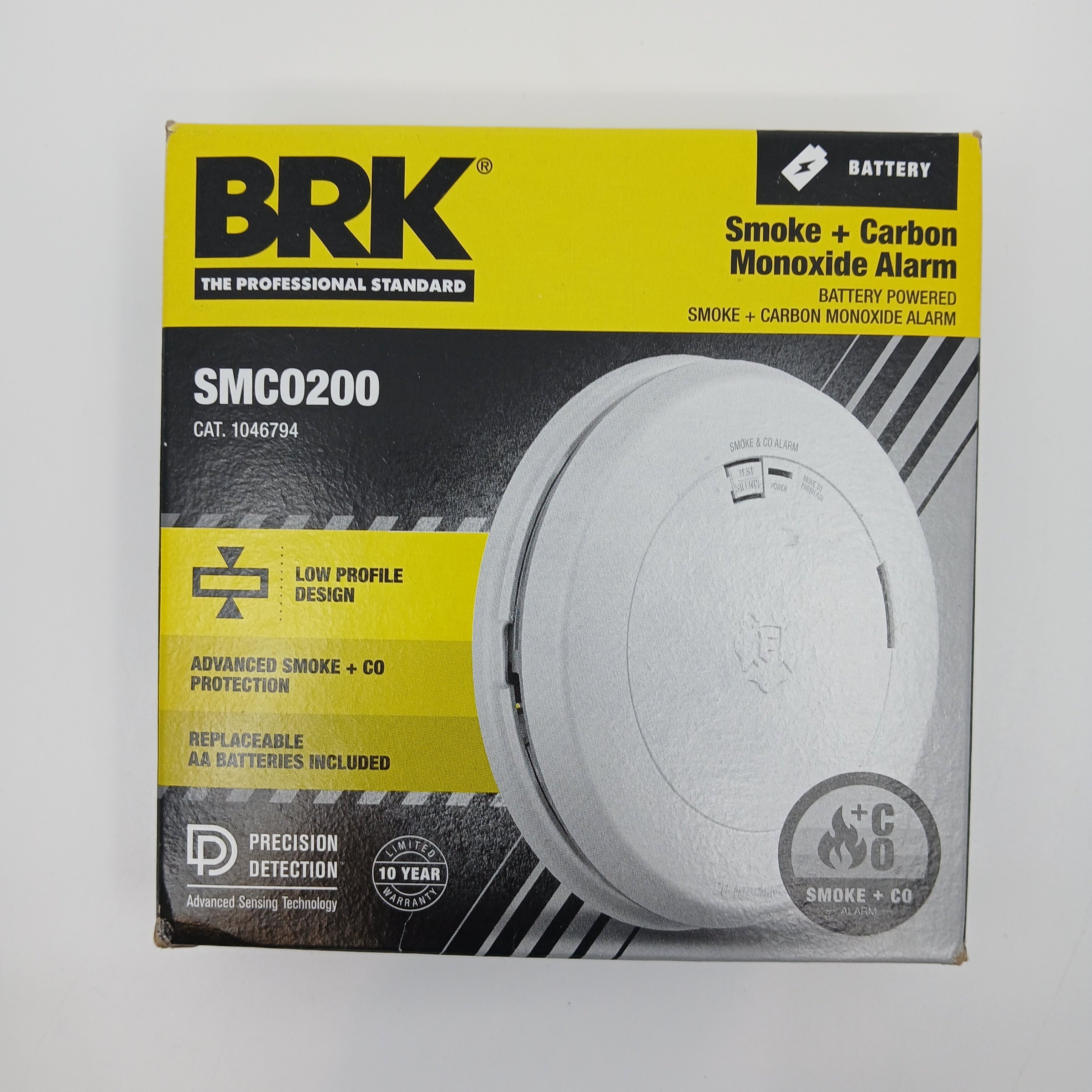 BRK SMCO200 Battery Powered Combo Smoke CO Alarm Replaceable Battery CO Sensor