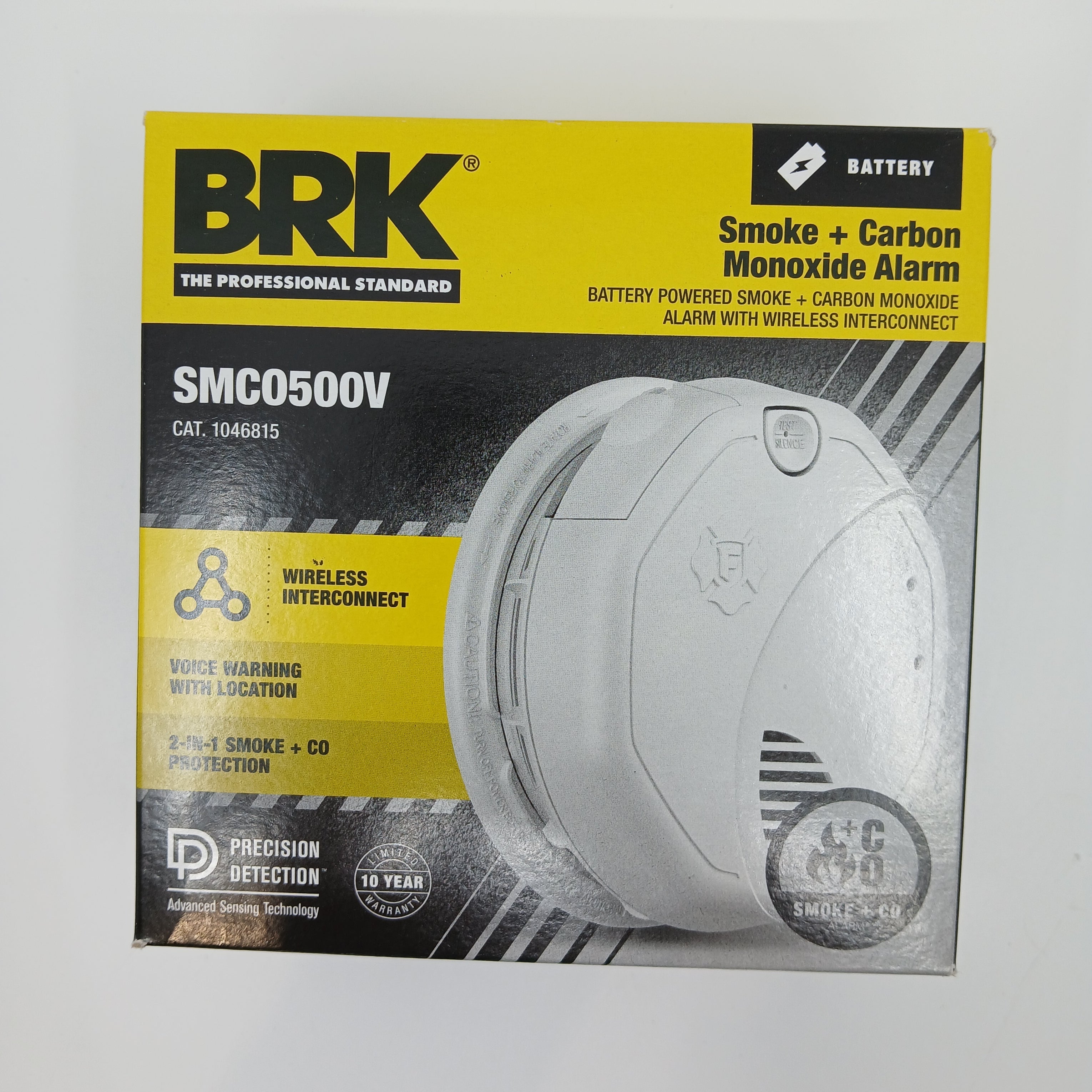 BRK SMCO500V Wireless Interconnect Battery Combo Smoke CO Alarm Voice Photoelectric CO Sensor