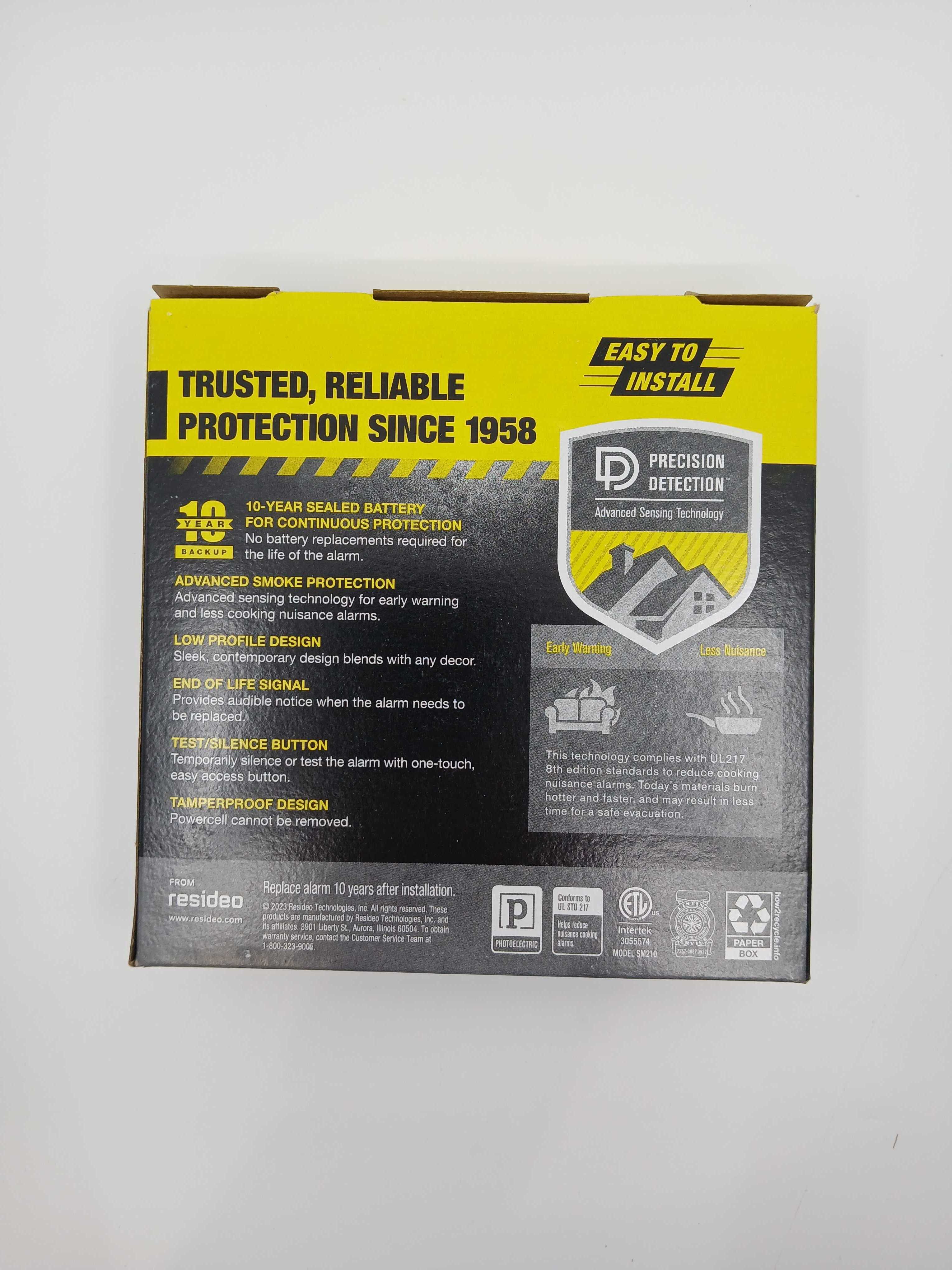 BRK SM210 Battery Powered Low Profile Smoke Alarm 10-Year Lithium Photoelectric