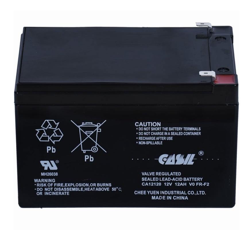Casil 12v 12Ah Sealed Lead Acid Battery - Flame Retardant (CA12120-V0) - JEM Systems UK