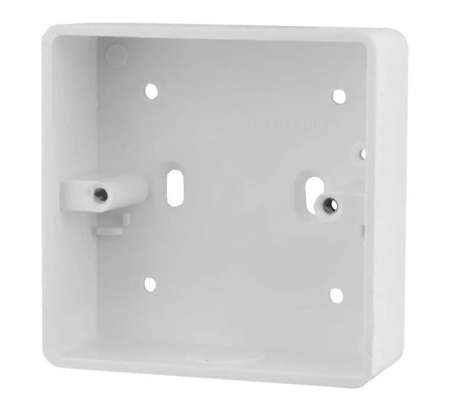Centaur 1 Gang 32mm PVC Surface Back Box with 20mm Knockouts (White) (SB 7/20W) - JEM Systems UK