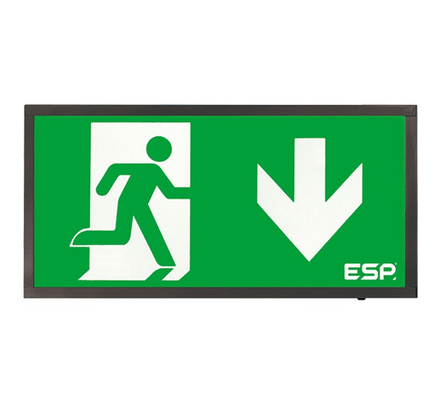 ESP Duceri 3W LED IP20 Emergency Exit Box (Arrow Down) (Black) (D120DBK) - JEM Systems UK