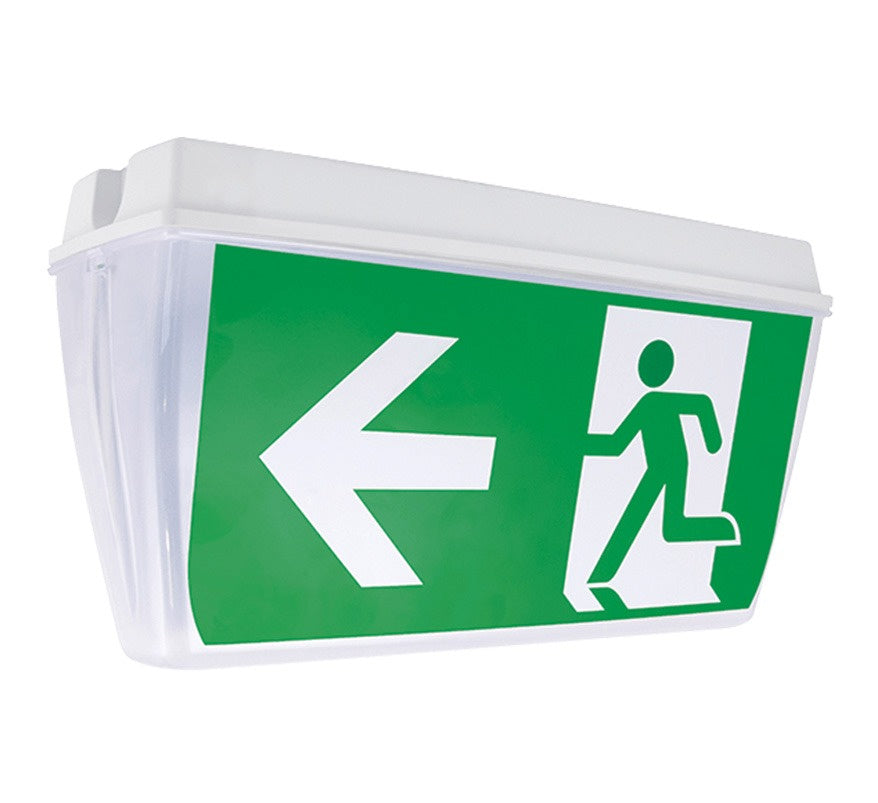 ESP Duceri 3W LED IP65 Emergency Exit Sign Bulkhead (inc All Legends) (D151AWH) - JEM Systems UK