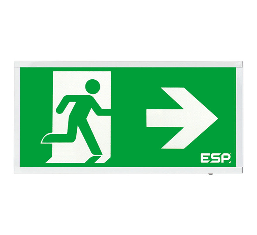 ESP Duceri 3W LED IP20 Emergency Exit Box with Self Test - Lithium Battery - Right Arrow (D520RWH) - JEM Systems UK