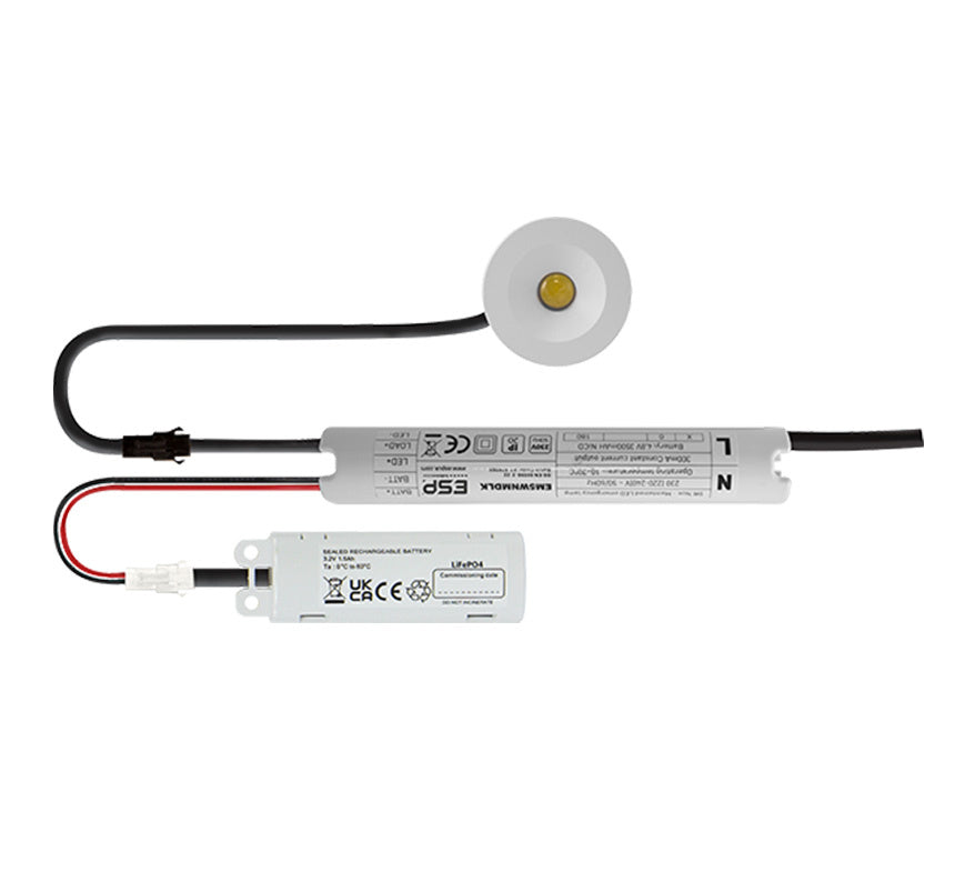 ESP Duceri 3W LED IP20 Open Lens Emergency Downlight with Self Test (D6402WH) - JEM Systems UK