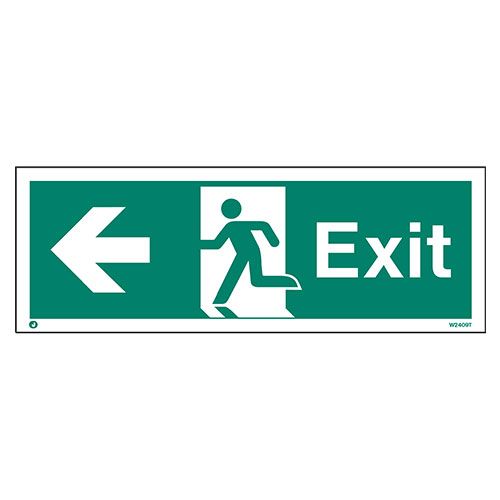 Firechief Sign EXIT LEFT White (W409T)