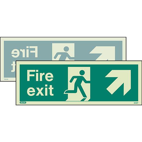 Firechief Sign FIRE EXIT UP LEFT/RIGHT Photolum (438DST/R)