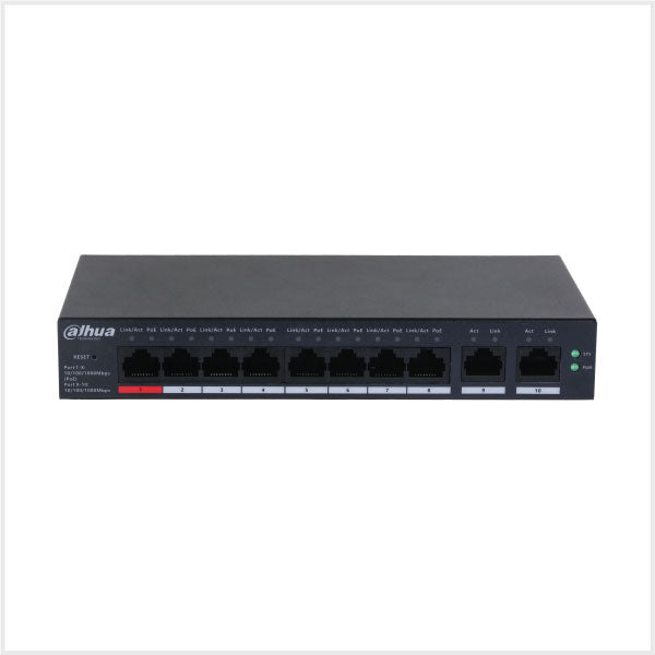 Dahua 10-Port Cloud Managed Desktop Gigabit Switch with 8-Port PoE