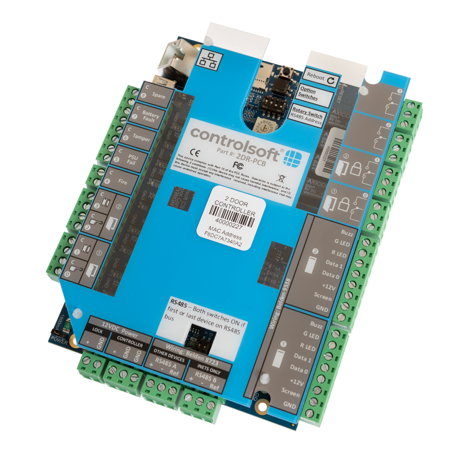 Controlsoft iNet 2 Door/2 Reader Control Unit (Board Only)