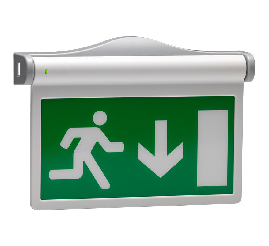 Advanced ESXL/ISOAD EasySafe Low Voltage Escape Sign, Wall and Ceiling Mount, Maintained, Addressable, Single Sided - ISO Arrow Down - JEM Systems UK