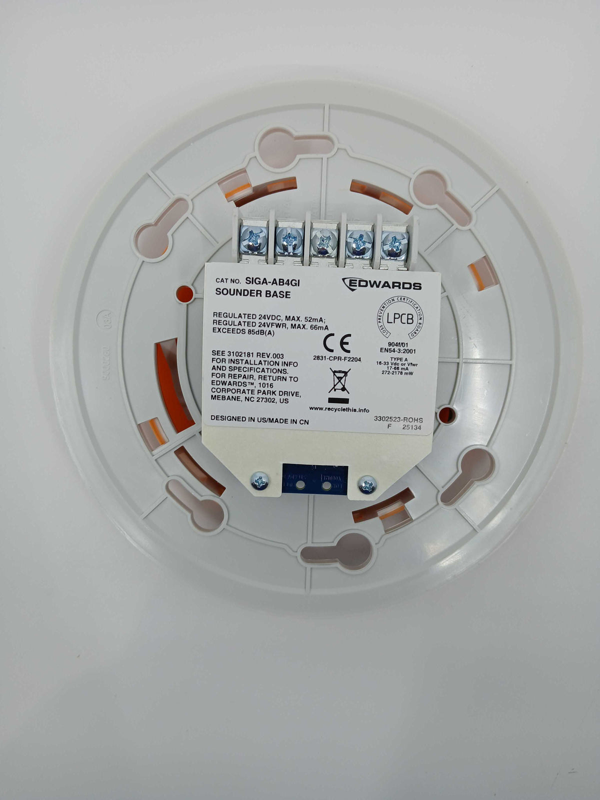 Edwards SIGA-AB4GI Audible (Sounder) Base EN54 Listed - JEM Systems UK