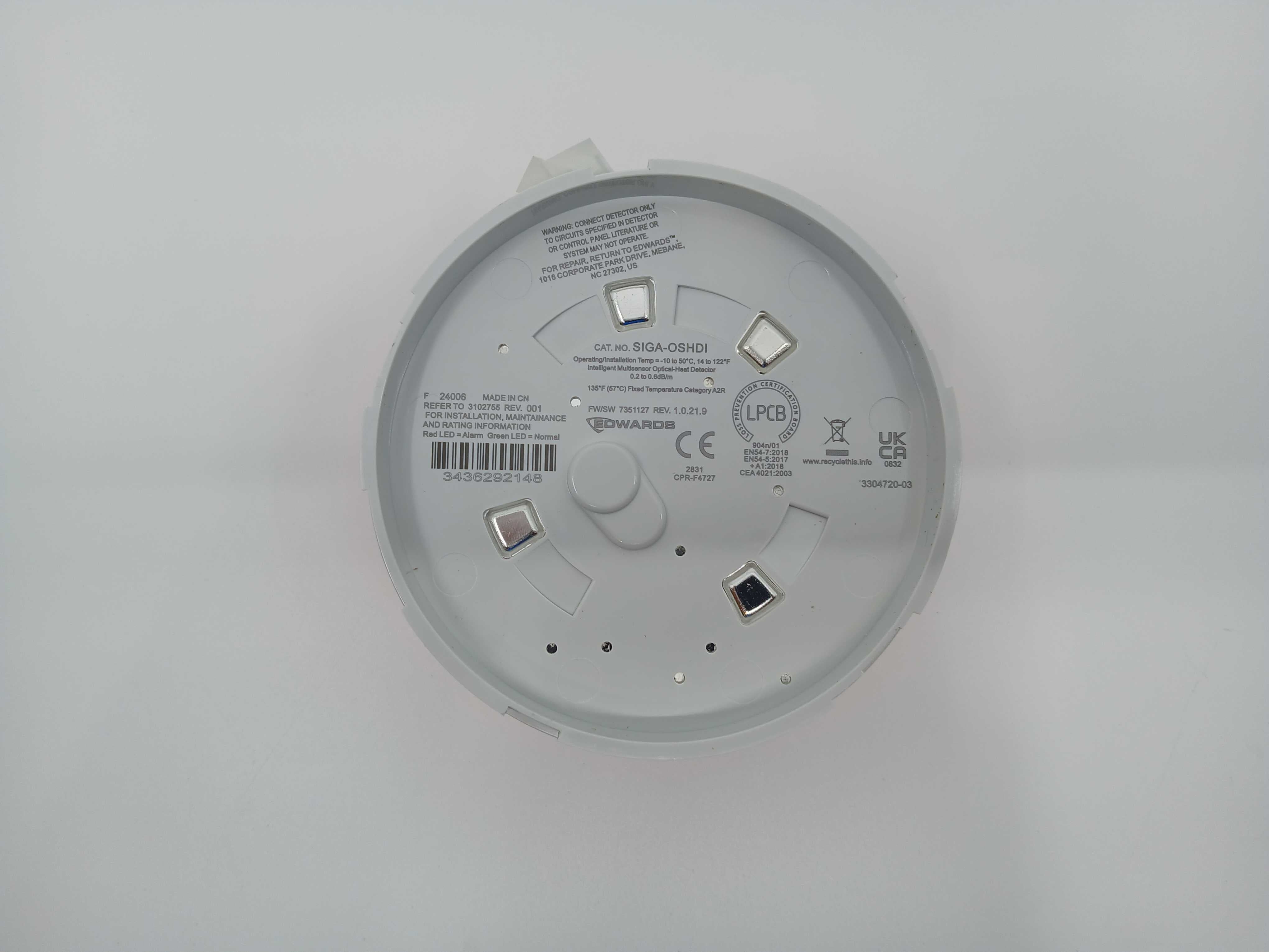 Edwards SIGA-OSHDI Intelligent Multisensor Optical Heat Detector EN54