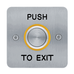Comelit PAC Push Button Exit Device 25mm with Yellow Bezel Stainless Steel