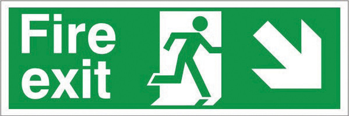 Jewel FEADRP450 Fire Exit Sign, Arrow Down Right, Photoluminescent, 450x150mm
