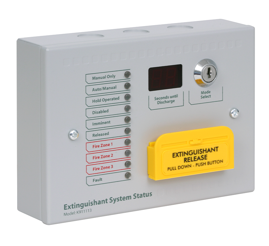 Kentec Sigma Si - 10 LED Extinguishant Status Unit c/w Manual Release & Mode Select Keyswitch (K911113M8) - JEM Systems UK