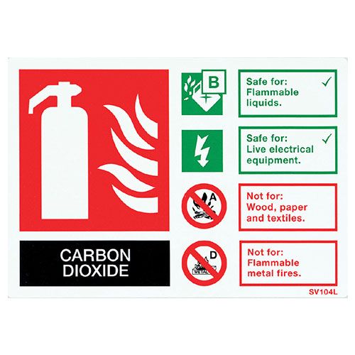 Firechief Sign CO2, White Self-Adhesive - Pack of 10 (SV104L)