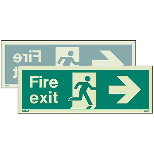 Firechief Sign FIRE EXIT LEFT/RIGHT Photolum (430DST/R)