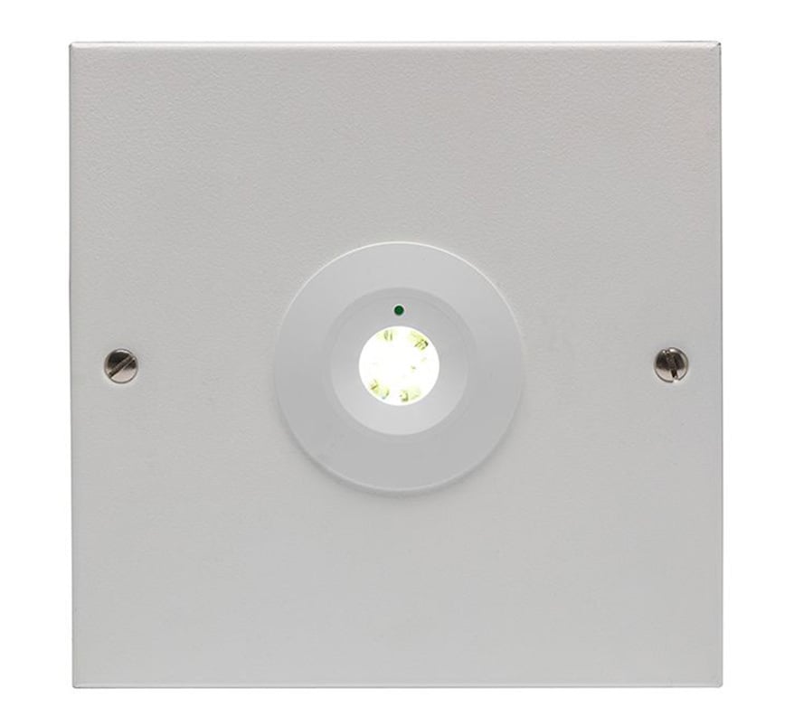 Advanced LLED3/NM3/P/SUR LED-Lite Downlighter, Surface Mount, Addressable, Non-Maintained, Open Area Lens (White Surface Mount Box) - JEM Systems UK