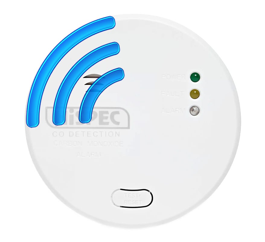 Hispec RF PRO Mains Powered Radio-Interlink Carbon Monoxide Alarm with Rechargeable Backup Battery (HSSA/CO/RF10-PRO) - JEM Systems UK