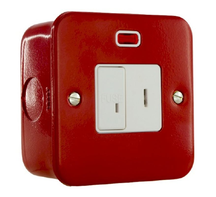 Hamilton Metalclad 13A Double Pole Key Switch Fused Spur + Neon (Red) (MCKSPNRD-W) - JEM Systems UK