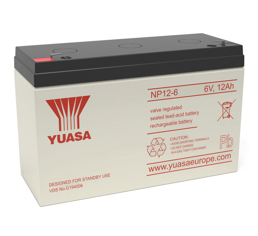 Yuasa NP 6v 12Ah Sealed Lead Acid Battery (NP12-6) - JEM Systems UK